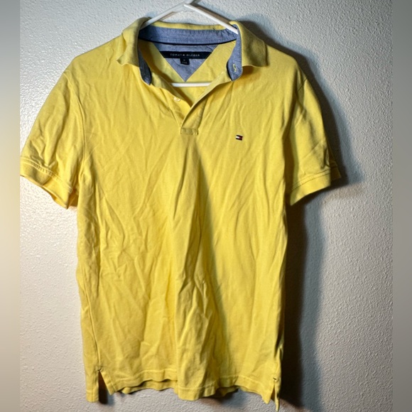 Pastel yellow Tommy hilfigher men polo shirt size medium - Picture 4 of 13